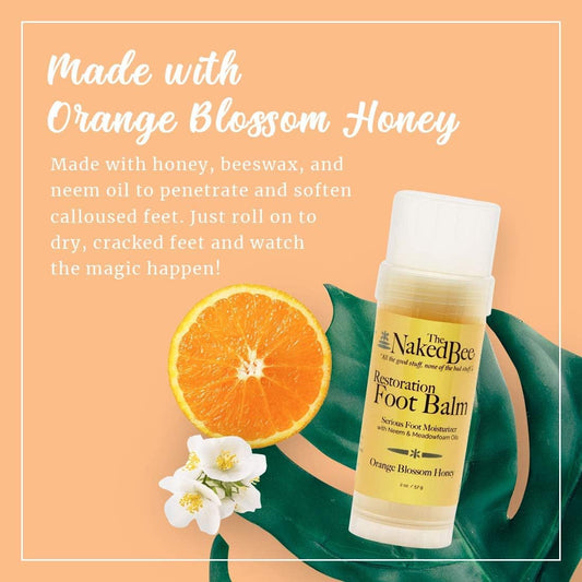Orange Blossom Honey Restoration Foot Balm Stick 57G | Foot Care Heel Balm Repair Moisturiser | Skin Care Moisturising Cream for Cracked Heels and Dry Skin